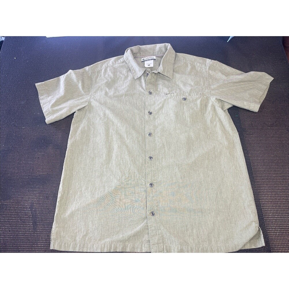 Columbia Sportswear Mens Large Olive Green Short Sleeve Button Down Hiking Shirt